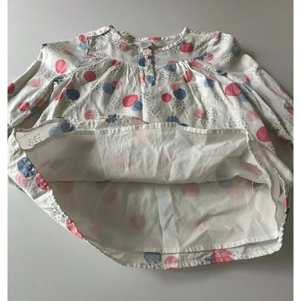 Gymboree Cozy Fairy Tale Polka Dot Star Swing Top Pink Blue Ivory 8 Cotton